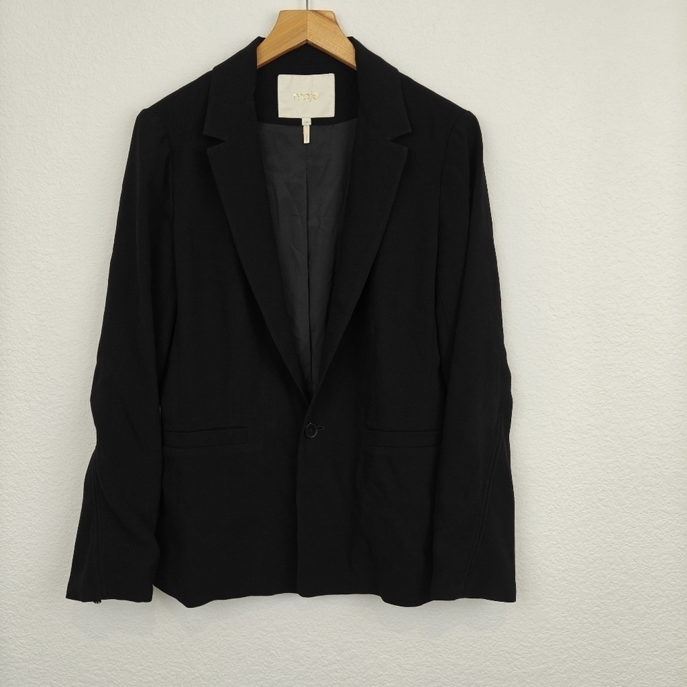 Maje Womens Black Single Button Blazer Suit Jacket Size 38, M